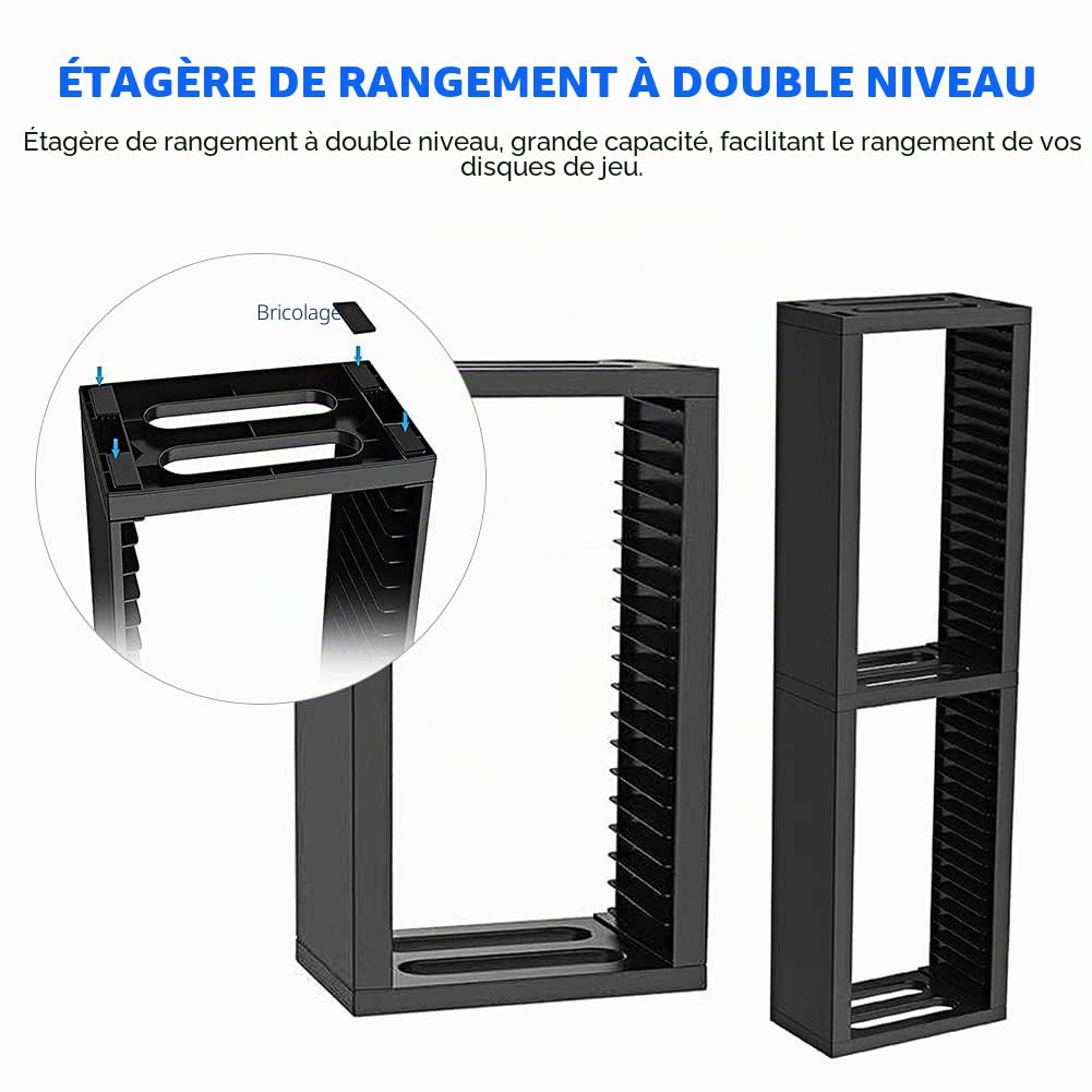 Marvellous Étagère de Rangement, 19221 ABS Game Disc étagère de Rangement Tour étagère Double Couche Organisateur de Support pour PS4