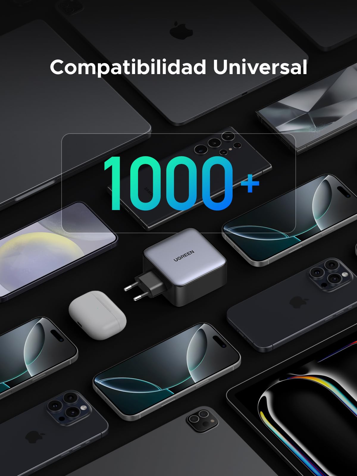 UGREEN Nexode Cargador 200W USB C rápido 140W PD 3.1 Adaptador de Corriente GaNInfinity Compatible con iPhone 16 15 14 13 12, Galaxy PPS 45W S24 23 22, Pixel, iPad, MacBook M4 M3