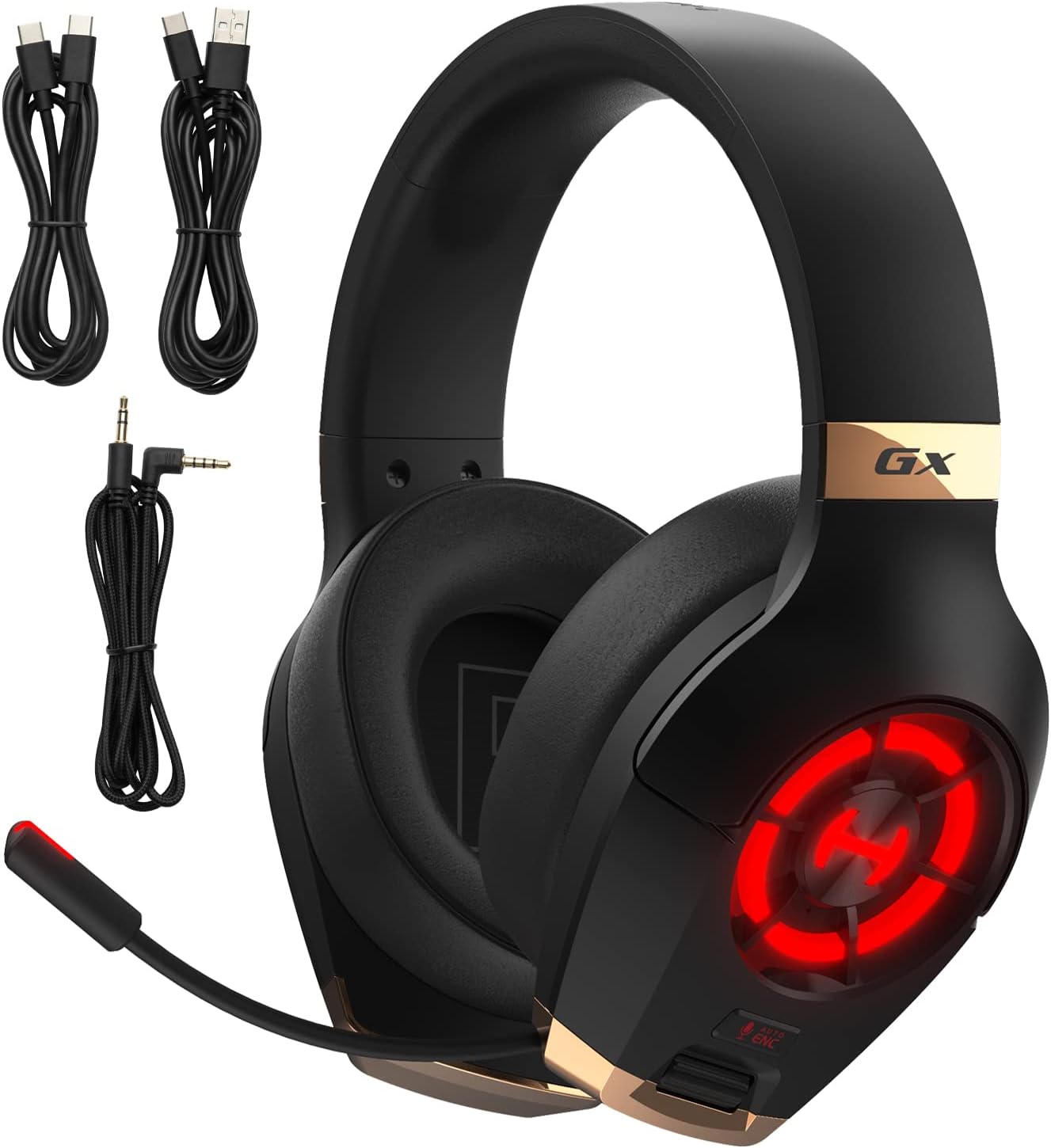 Edifier Hecate GX Hi-Res Gaming Headset for PS4/ PS5/ PC/Switch/Xbox Gamepad – USB/Type-C/3.5mm Wired Gaming Headphones with Microphone RGB Lighting – ENC Noise Cancelling – 50mm Driver (Black)