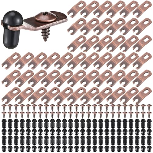 CraftyDream 16 Sets Antique Bronze Glass Retainer Clips with Screws Metal Glass Retainer Clips for Cabinet Doors