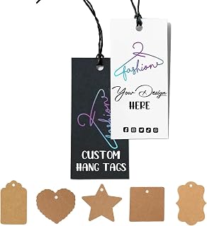 100PCS Custom Your Logo/Text Hang Tags,Personalized Your Own Design Tags for Clothes, Small Business,Gifts and Favors… (Multisize, Multiform)