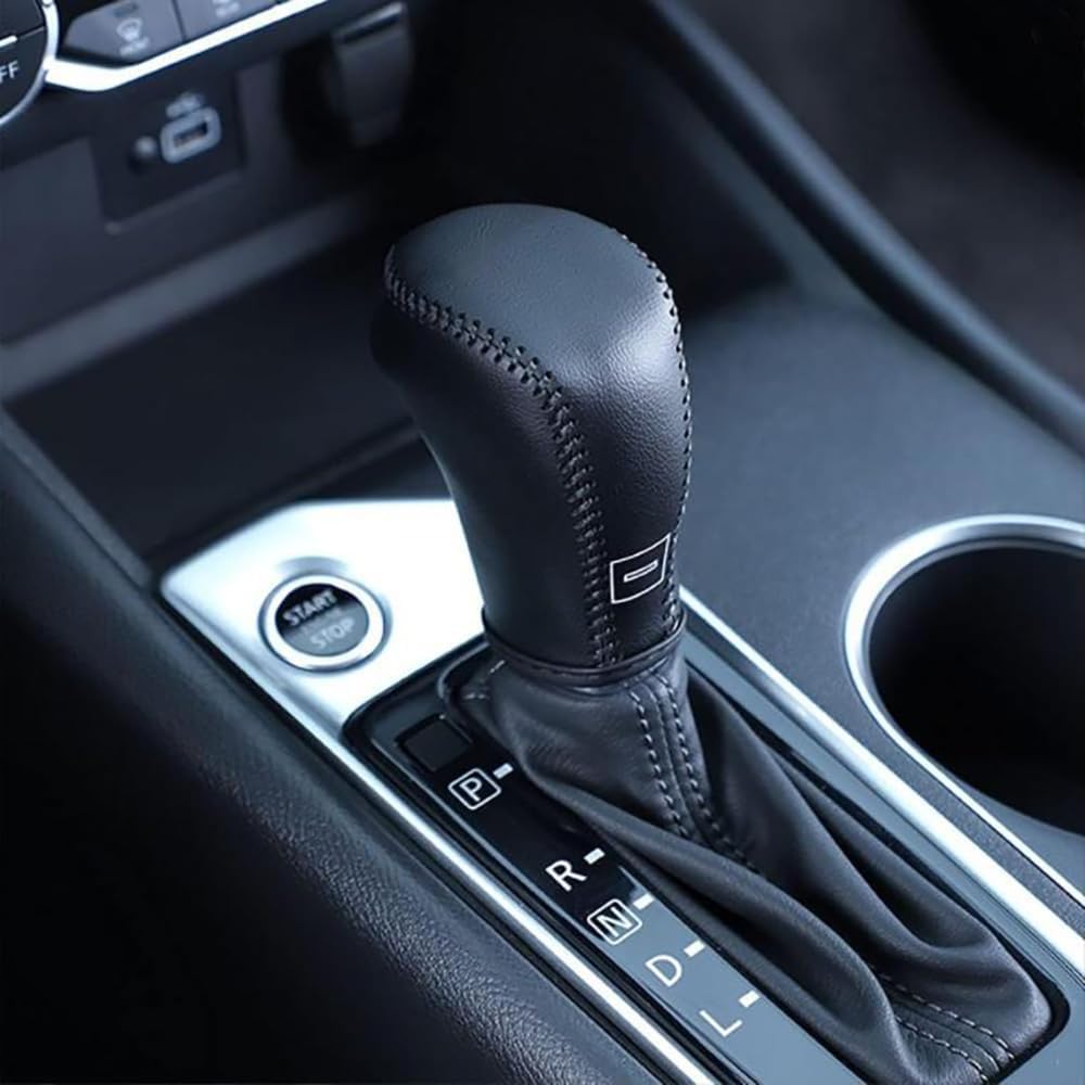 XITER with Altima Logo for Genuine Leather Gear Shift Knob Cover Car Protect Accessories Case for Nissan Altima 2019 2020 2021 2022 2023 2024 2025 2026 (Black Stitches)