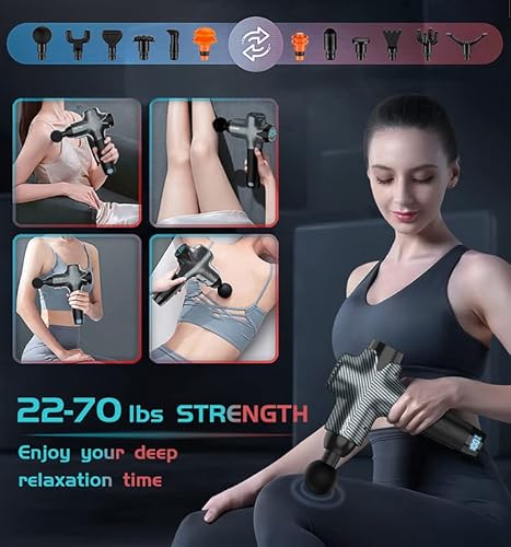 Massage Gun - Percussion Muscle Massage Gun For Athletes, Super Quiet Portable Electric Sport Massager, Handheld Deep Tissue Massager Of Y8 Pro Max. (Carbon) #TOP5