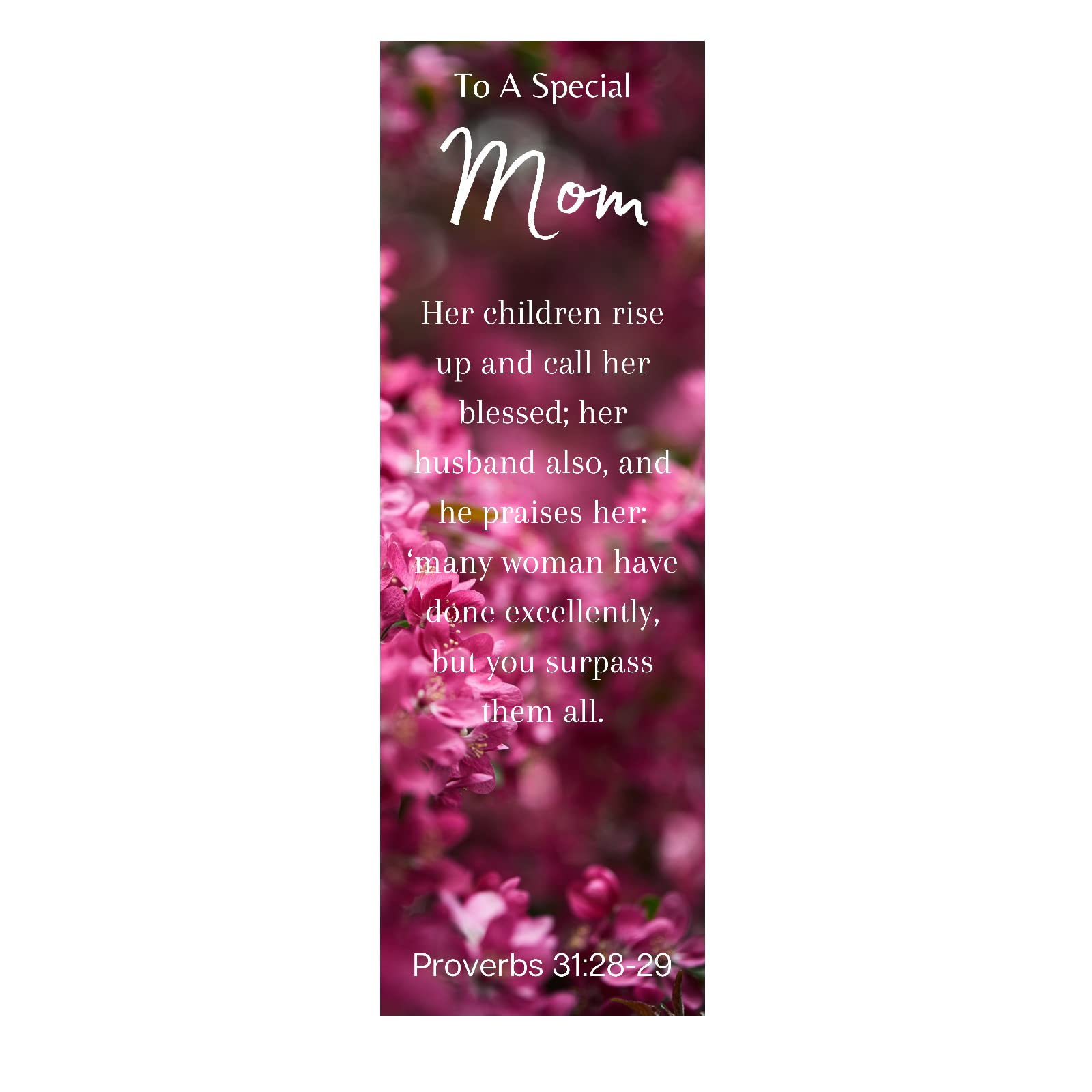 Proverbs 31 Pink Mother's Day Bookmarks – Christian Bible Verse Gifts for Mom – Premium Glossy Full-Color Religious Bookmarks for Church Handouts – Bulk 100 Pack – Made in USA