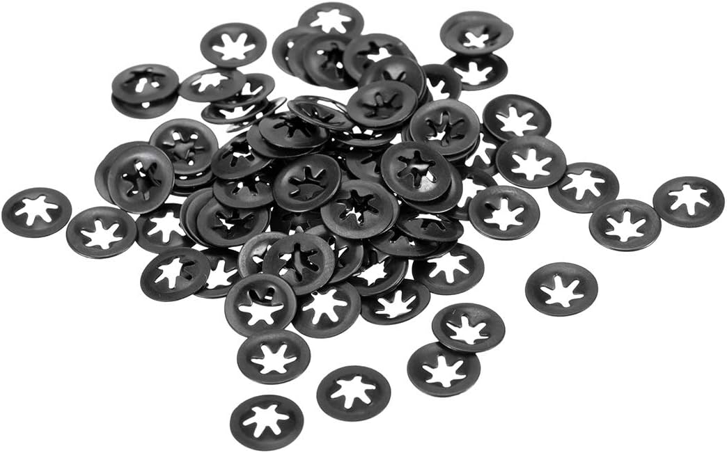 sourcing map M3 Washer 2.5mm I.D. 9mm O.D. Internal Tooth Lock Washers Push-On Locking Speed Clip 65Mn Black Oxide Finish 100pcs
