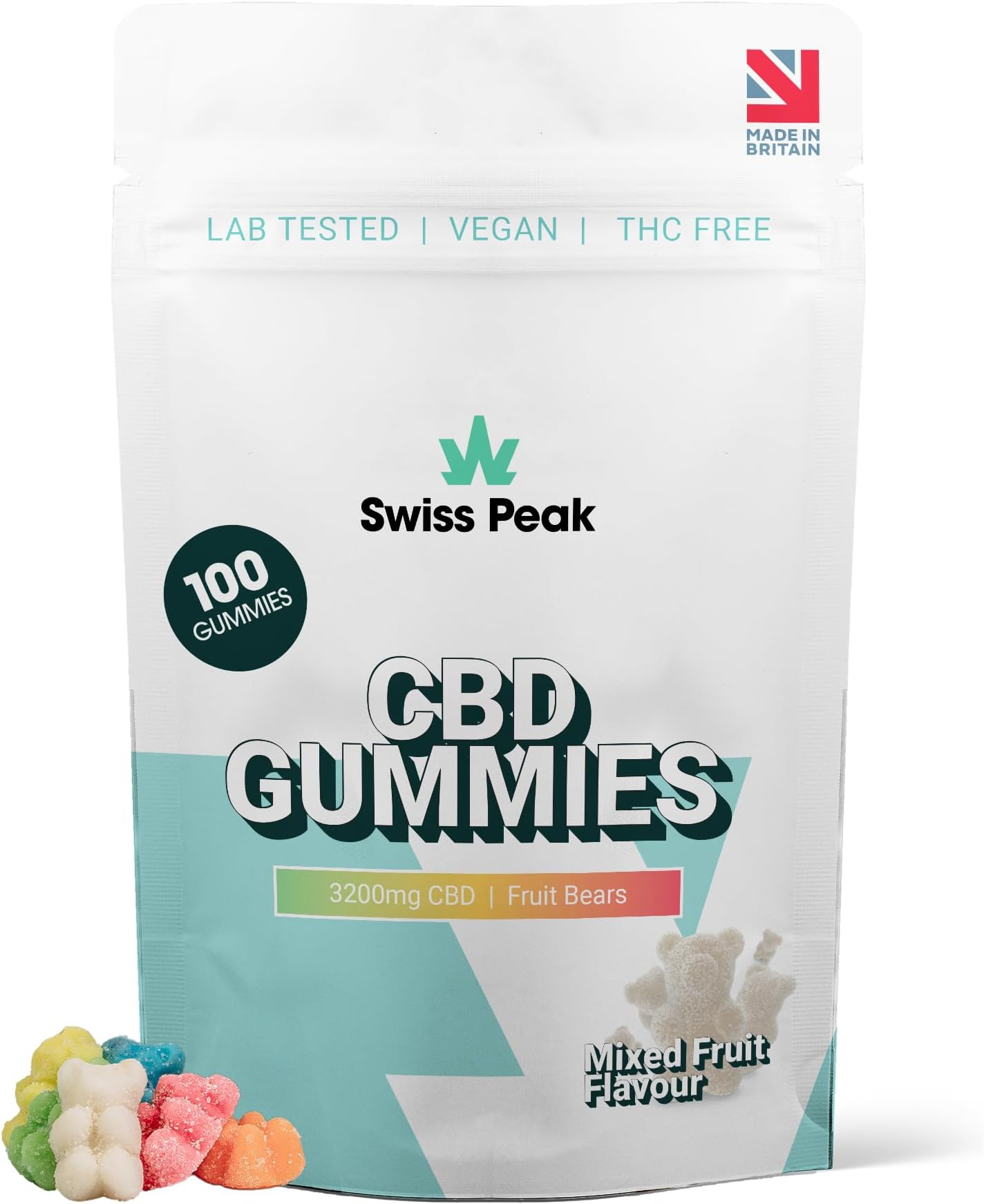CBD Gummy Bears (100 Gummies). 3200mg Total โ High Strength CBD Edibles. Vegan, THC-Free, Great Taste. Best Value
