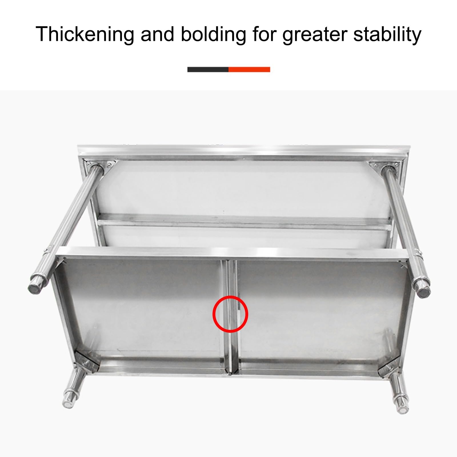 Mesa de trabajo de acero inoxidable con patas ajustables para garaje, hogar, almacén y cocina