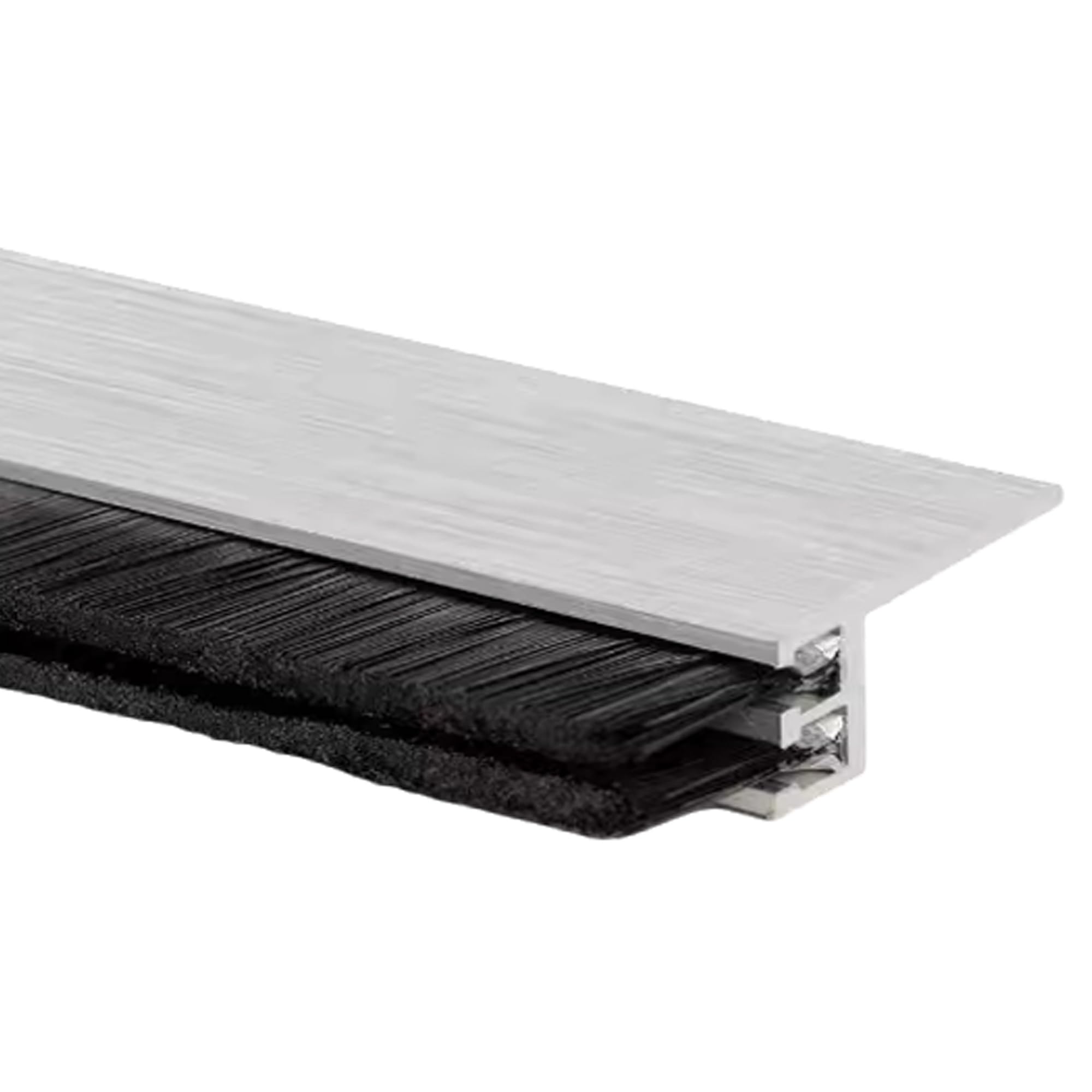 Puyuna 2(F) Door Brush Strip, Aluminum Alloy Garage Bottom Brush Seal Double Layer Black Pack Of 2 Multiple Sizes(1(H),4In)(,2.6In)