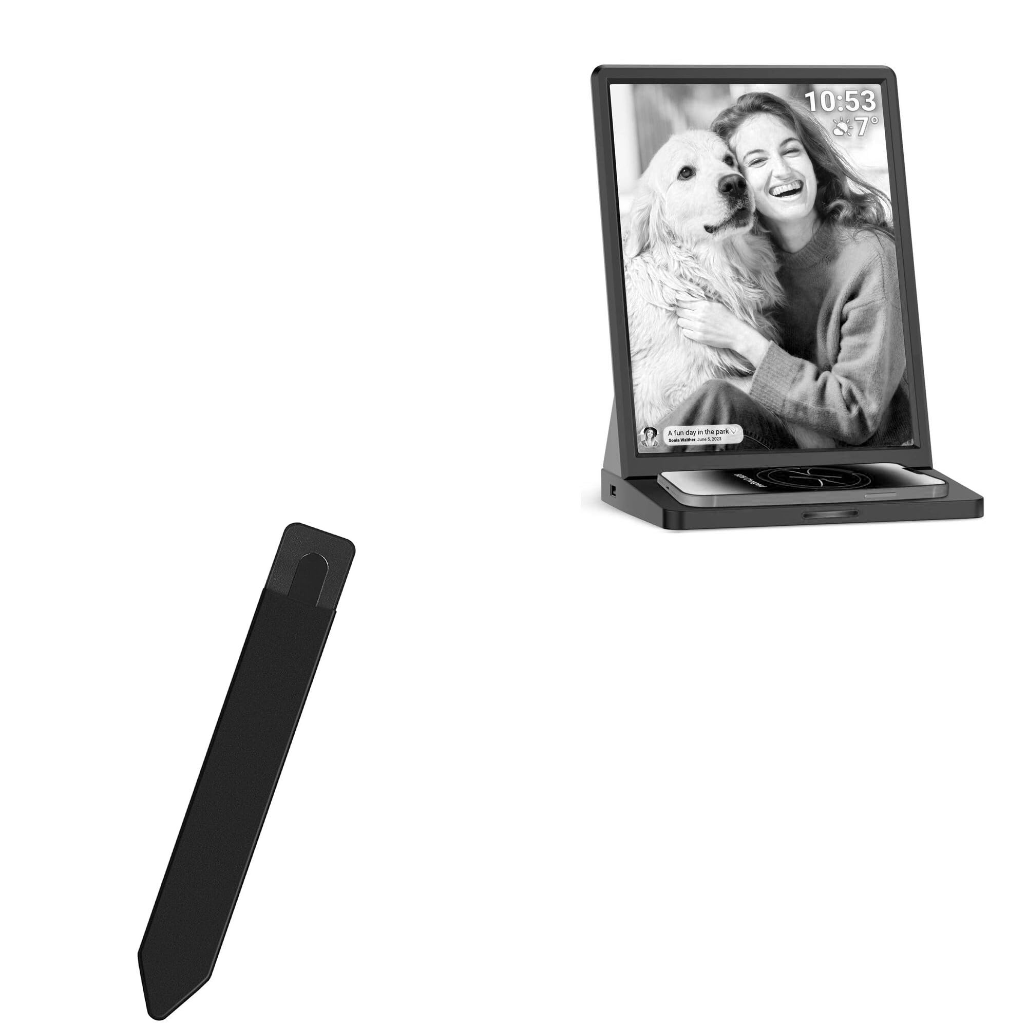 BoxWave Stylus Pouch Compatible with PWR4GTR WiFi Digital Picture Frame 10 in - Stylus PortaPouch, Stylus Holder Carrier Portable Self-Adhesive - Jet Black