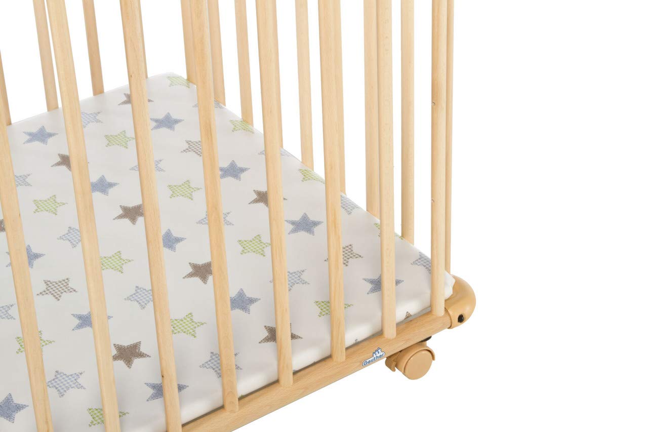 GEUTHER Laufstall Belami Plus| Baby Laufgitter Holz | TÜV geprüft | faltbar & zerlegbar | sicherer Laufstall für Babys (Natur, 97x97 cm)