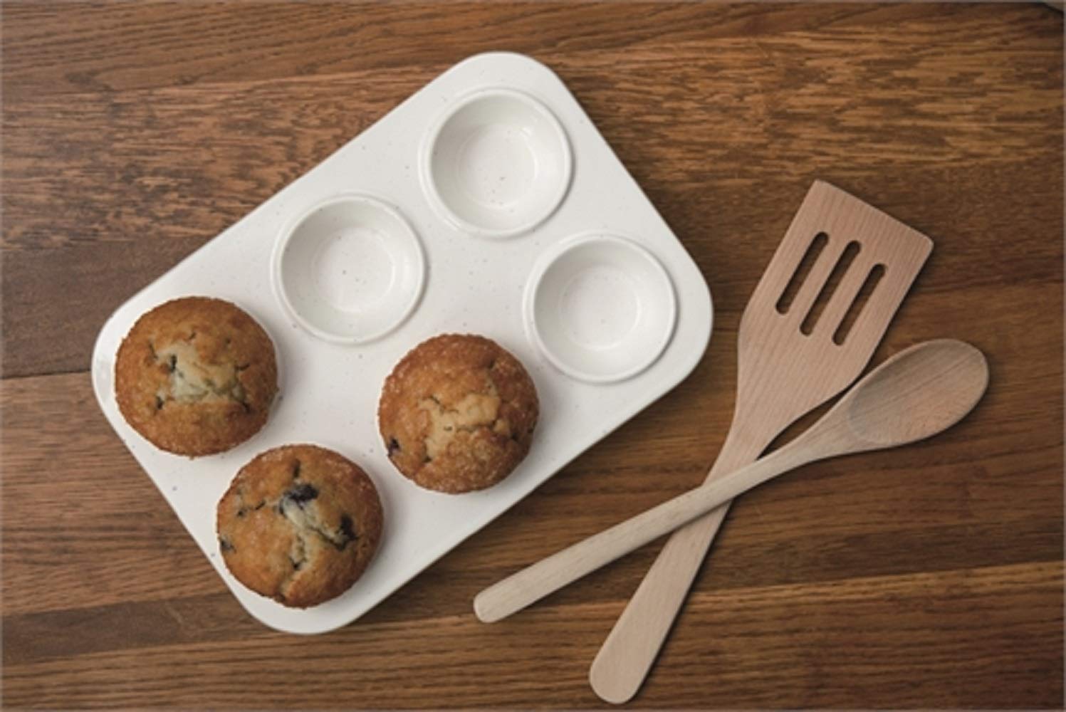 Valyria LLC Transpac L0084 Stoneware 6 Cup Muffin Pan, 11.50-inch Length