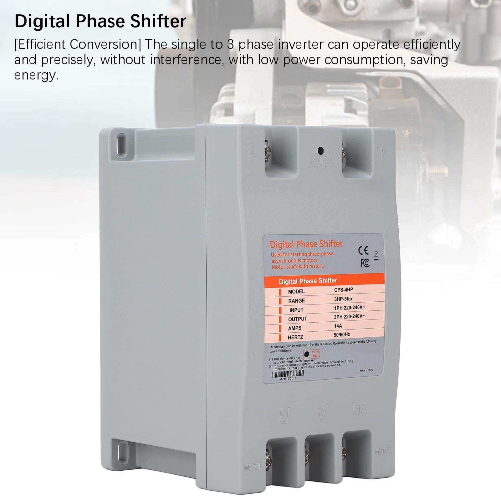 Convertitore di fase singolo a trifase, 2,5 a 3,7KW 14A 50 60Hz Sfasatore digitale ad alta efficienza, Convertitore di frequenza 3 a 5 cavalli