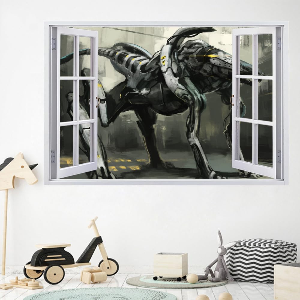 Adesivi 3D per decorazioni murali distrutti Robot Adesivo da parete Mecca Cyberpunk Tatuaggio da parete per la decorazione della parete della cameretta dei bambini 120x80cm