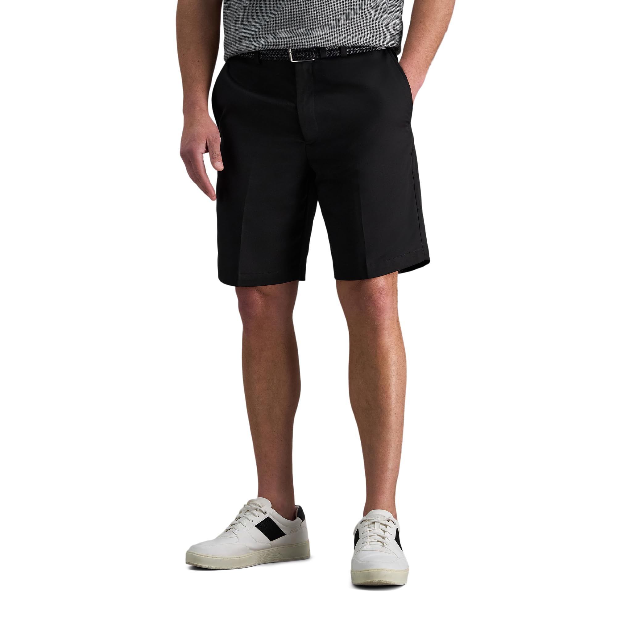 Haggar Men's Cool 18 Classic Fit Expandable Waist Short Regular and Big & Tall Sizes, Black - Bt, 52