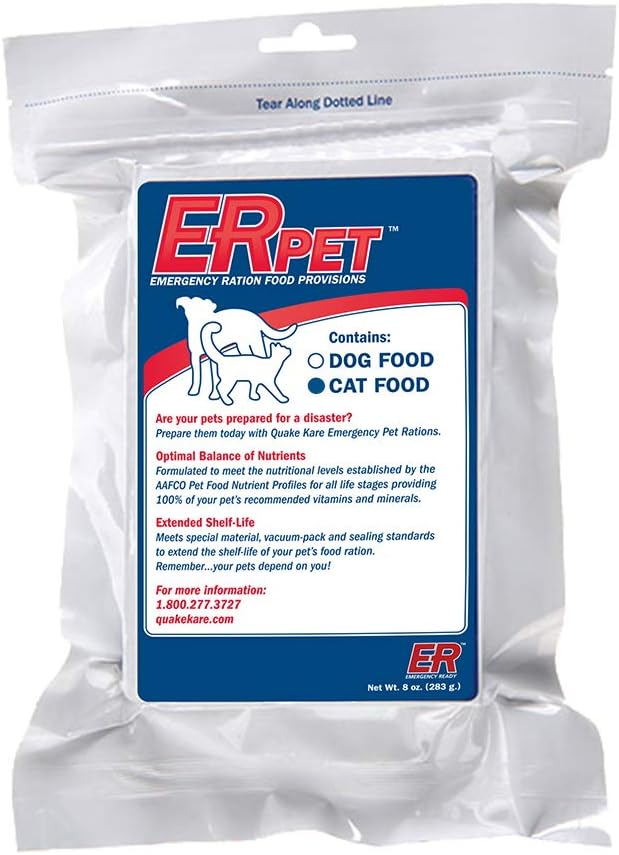 ER Emergency Ration Dry Cat Food for Survival Kits and Disaster Preparedness, PCF