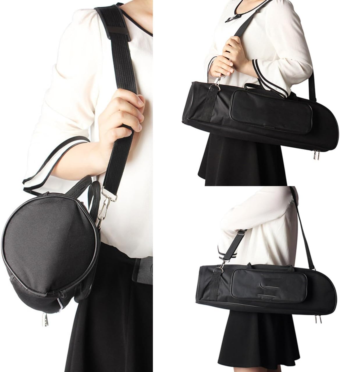 Totority B-Flat Trumpet Bag Small Shoulder Bag Black Oxford Material with Front Pocket Detachable Strap Handheld Case for Trumpet Storage and Gig Travel 20.47X5.90X5.31 Inch
