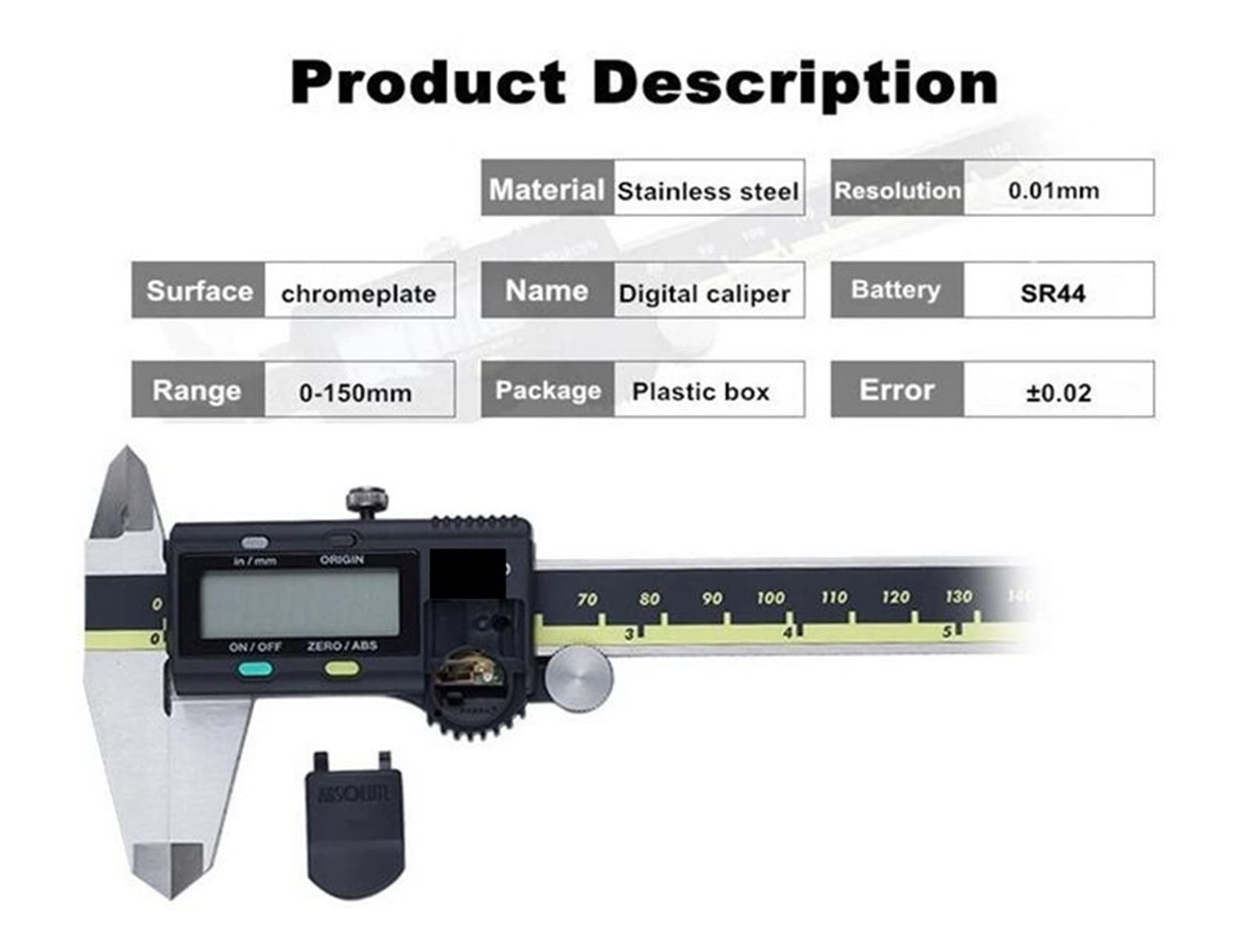 Calibradores 500-196-20 Calibrador digital Acero inoxidable Métrico de pulgada 6 "0-150mm Rango-0.001" Exactitud 0.0005 ",Precisión y claridad