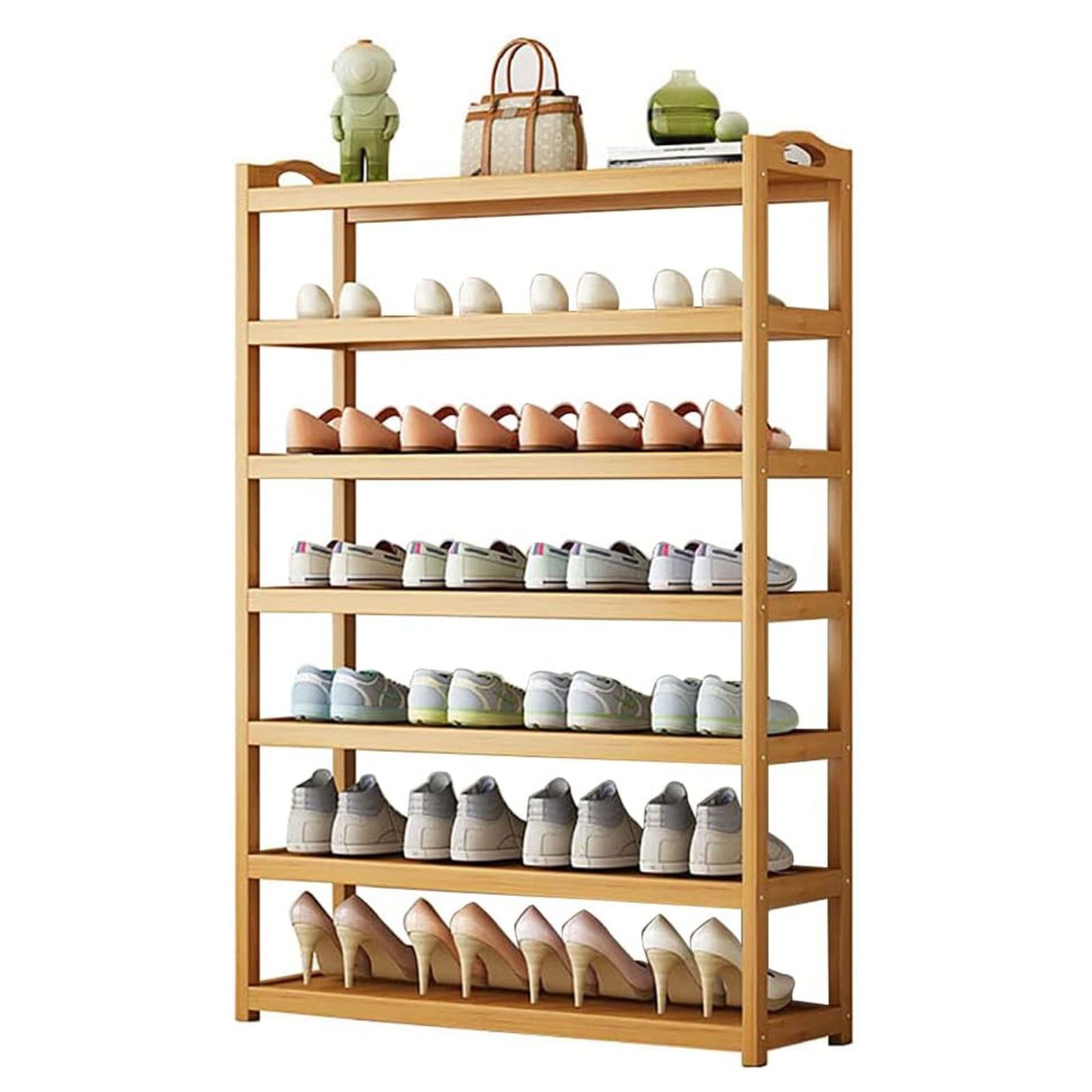 Rangement chaussures grande capacité 7 niveaux en bois de bambou