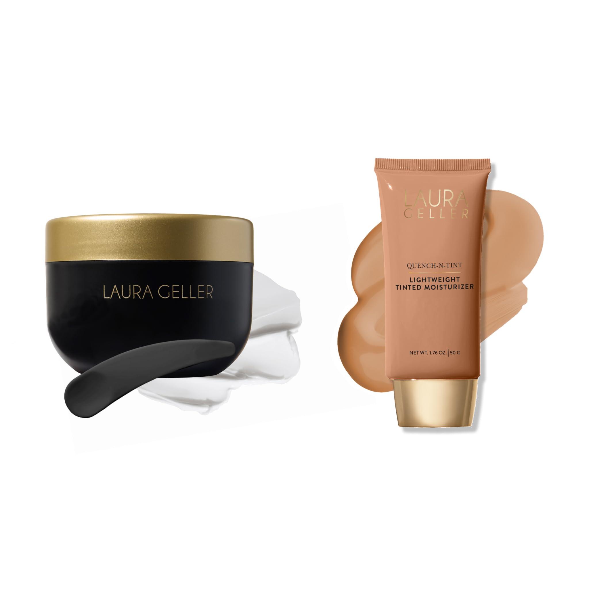 LAURA GELLER Quench-n-Tint Hydrating Lightweight Tinted Moisturizer Cold Cream Cleanser deep