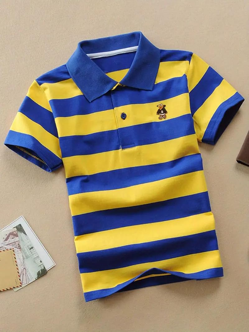 TAGAS Boys Cotton Striped Polo T-Shirt | Half Sleeve Collared Casual Summer Wear | Soft & Comfortable Kids T-Shirt (5 to 13) 2