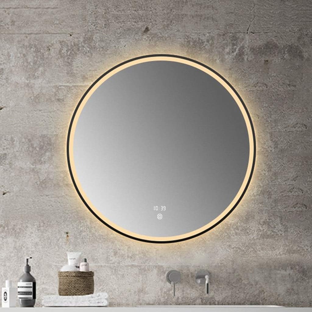 Dressing Mirror Wall Mirror with Aluminum Alloy Frame Stepless Dimmer Switch Make Up Mirror for Bathroom and Living Room Beauty Mirror (Size : 60cm)