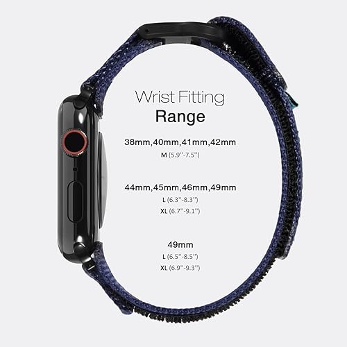 Vista 119 de Nereides Correa deportiva de nailon resistente con diseño de bucle tejido compatible con correa de Apple Watch, para iWatch de 1.65, 1.73, 1.77
