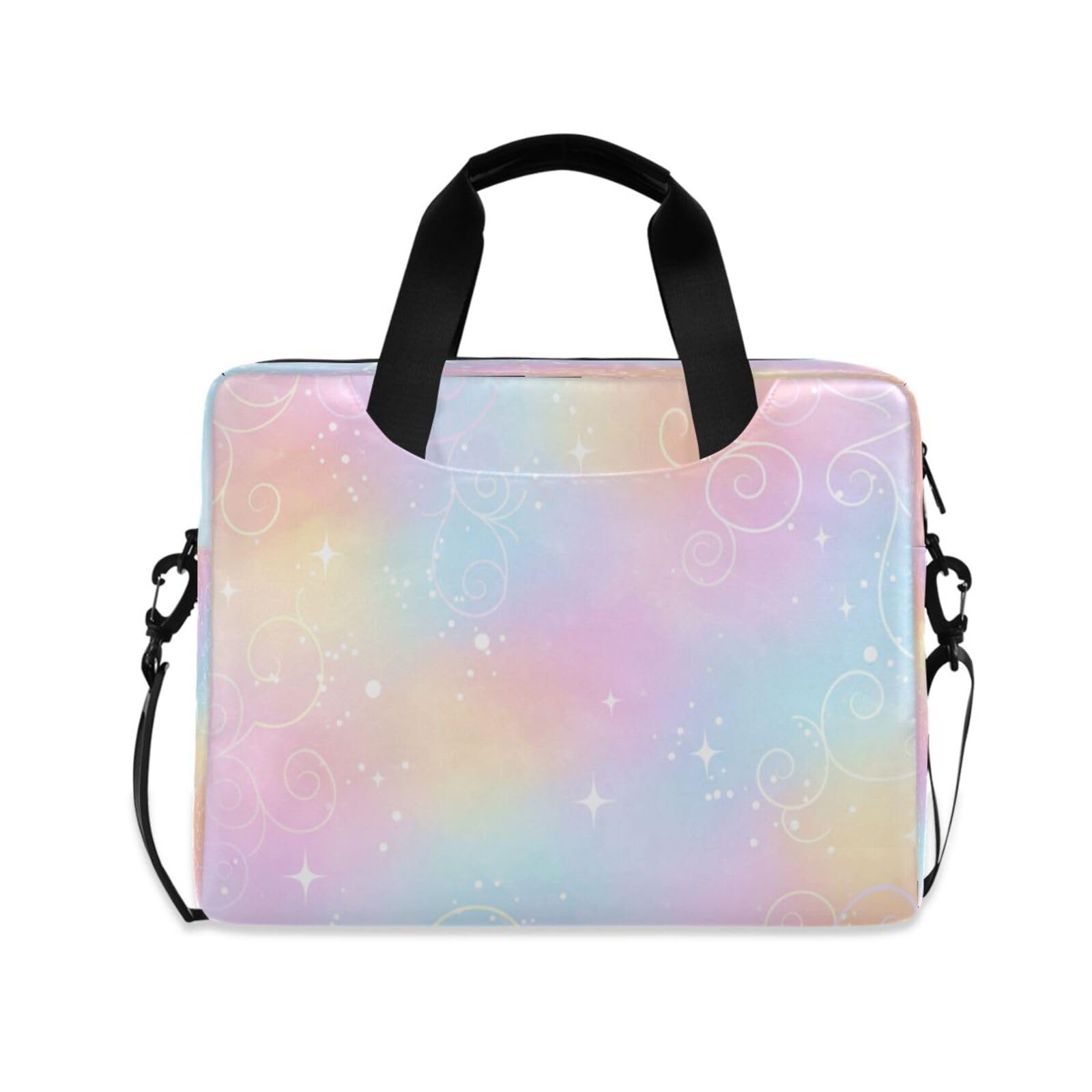 Bolsa de hombro para laptop con correa acolchada y bolsillo para accesorios con arcoíris 8