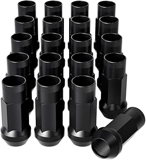 Orion Motor Tech M12x1.25 Lug Nuts, 12mmx1.25 Wheel Lug Nuts Compatible with Infiniti Nissan Subaru Suzuki and More, Open End Lug Nut Set, Set of 20, Black