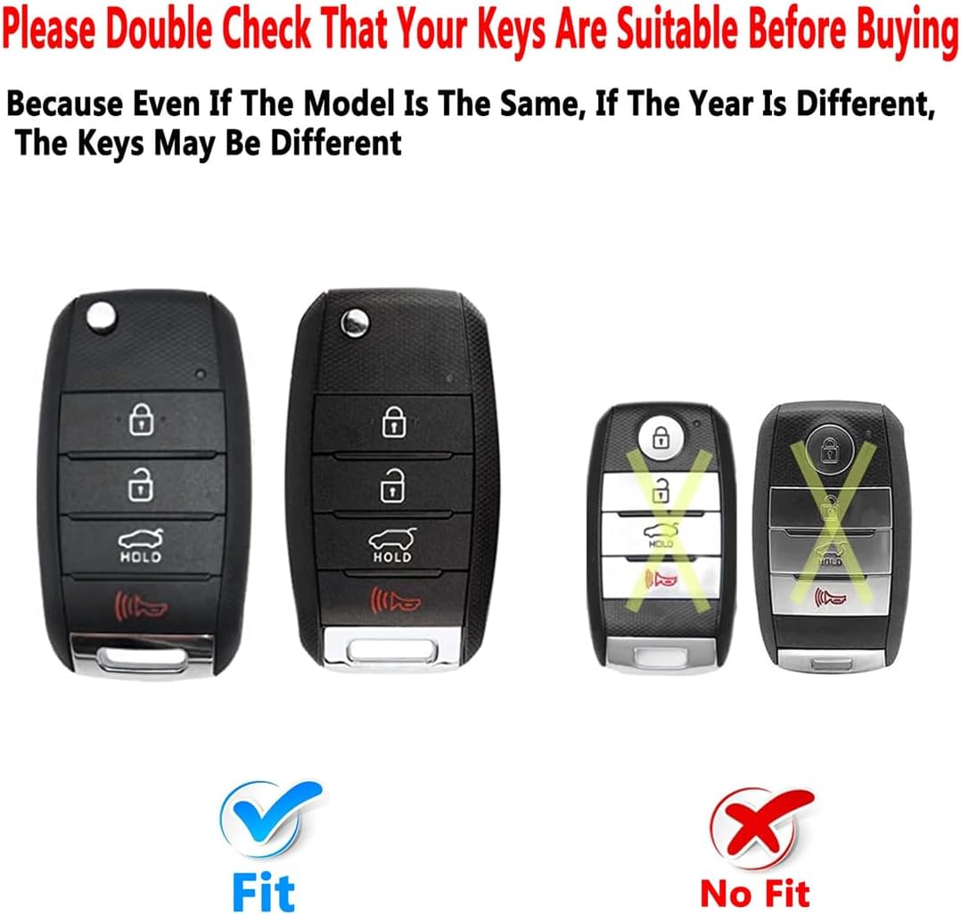 for Kia Key Fob Cover with keychian,Heavy Key Case Protection Compatible with Kia Soul Sorento Optima Sportage Rio Forte NIRO (Black)