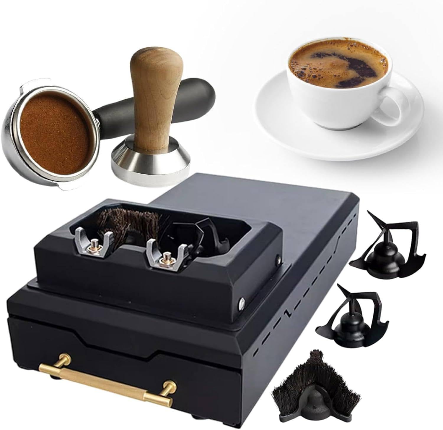 Nettoyeur Automatique De Marc De Café, Nettoyeur De Porte-Filtre électrique, Bac à Marc Et Récipient pour Espresso, avec 2 Racleurs Et 1 Brosse, pour Les Hôtels Et Les Amateurs De Café.