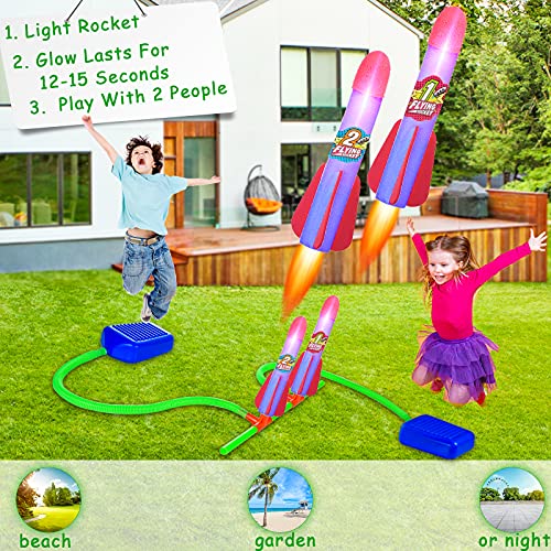 Herefun Rakete Spielzeug für Kinder, Druckluftrakete Spielzeug mit 6 Leuchtende Schaumstoff Raketen, Spielzeug… – Bild 6