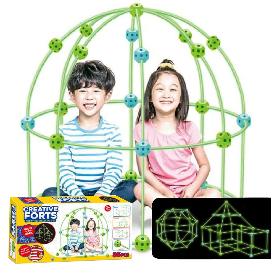 Glow in Dark Kid Toy DIY Fort Building kit Tent Builder Kids Building forts Toys for Kids Child own Castle Game