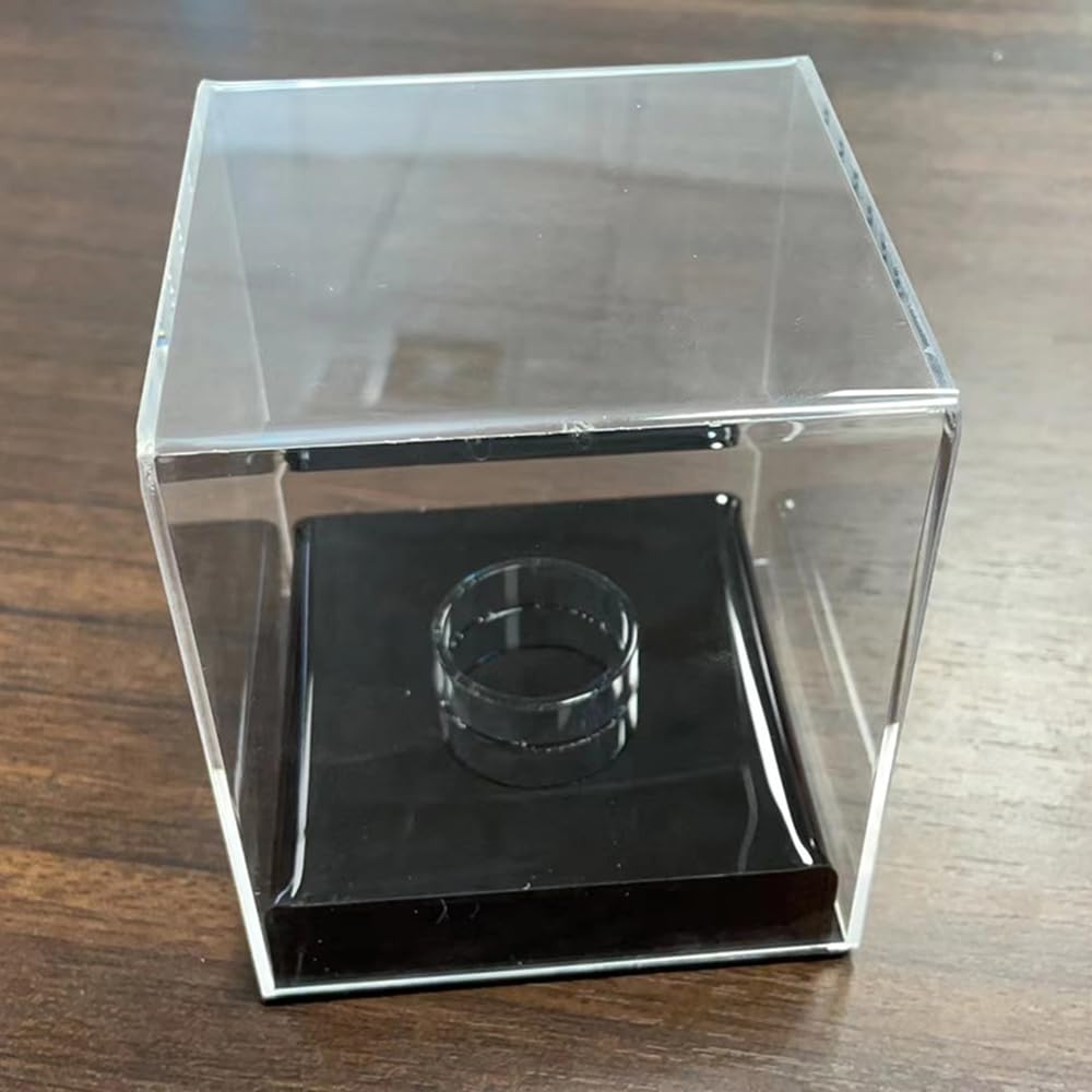 Boîte Présentation Transparente en Forme Cube, Vitrine Baseball en Acrylique Vitrine Transparente Autographiée avec Base pour Balle de Golf, Boule de Billard, Pierre de Cristal