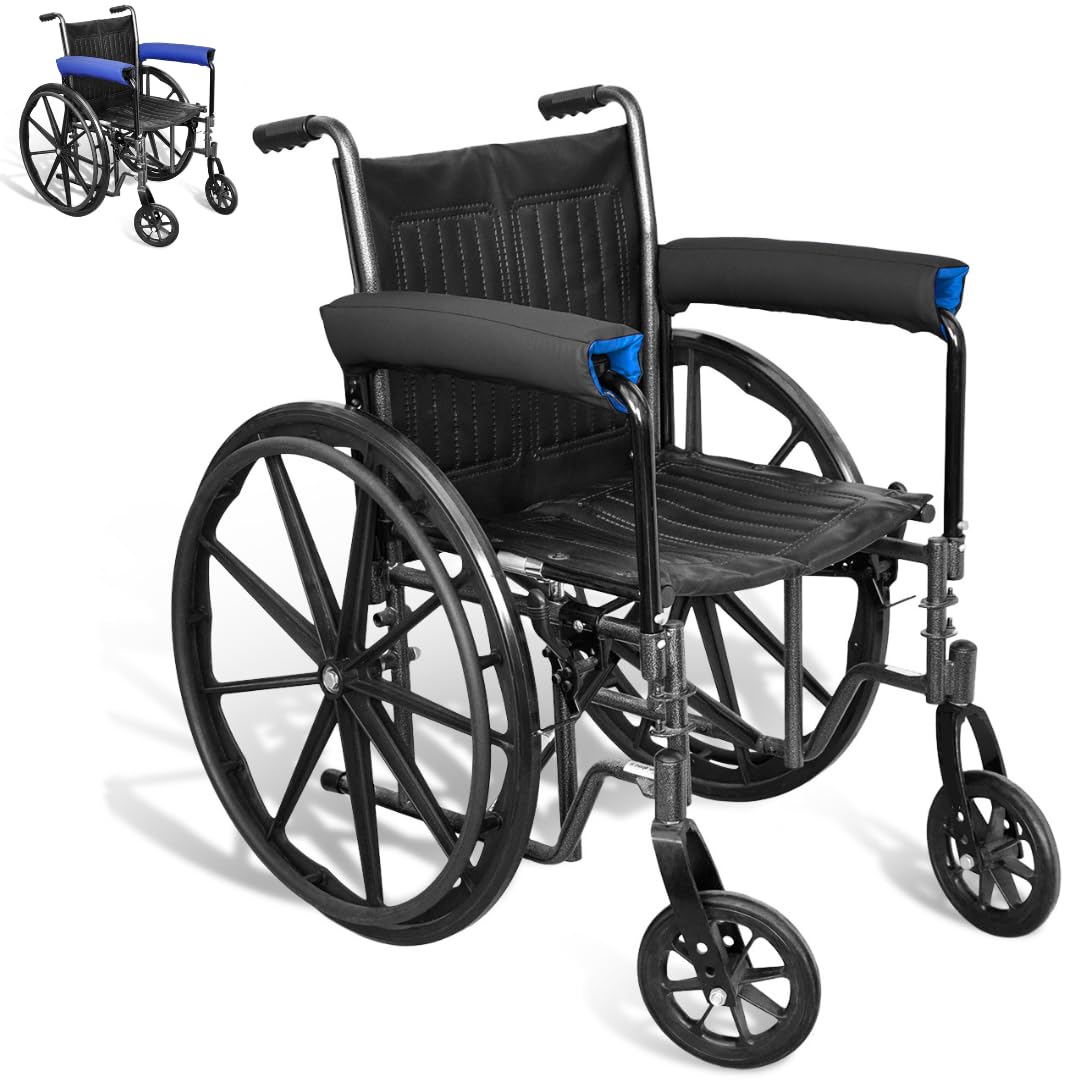 NYOrtho Funda para reposabrazos de silla de ruedas, fundas reversibles para reposabrazos de colores (par), almohadillas impermeables para reposabrazos de oficina y silla de transporte, cojines suaves