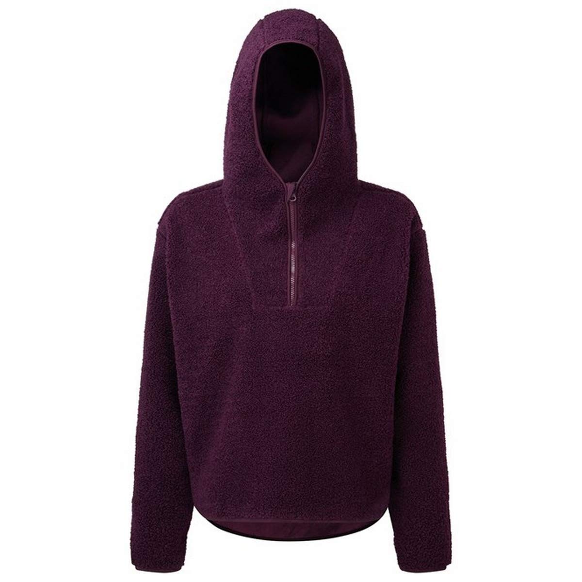 Tri Dri Womens/Ladies Sherpa Fleece Quarter Zip Hoodie (S-M) (Mulberry Red)