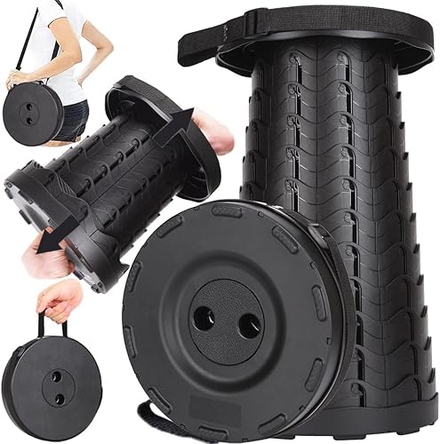 Miniatura 13 de Fishboy Taburete plegable mejorado, capacidad máxima de 400 libras, ligero pero resistente, taburete plegable retráctil portátil telescópico Rojo