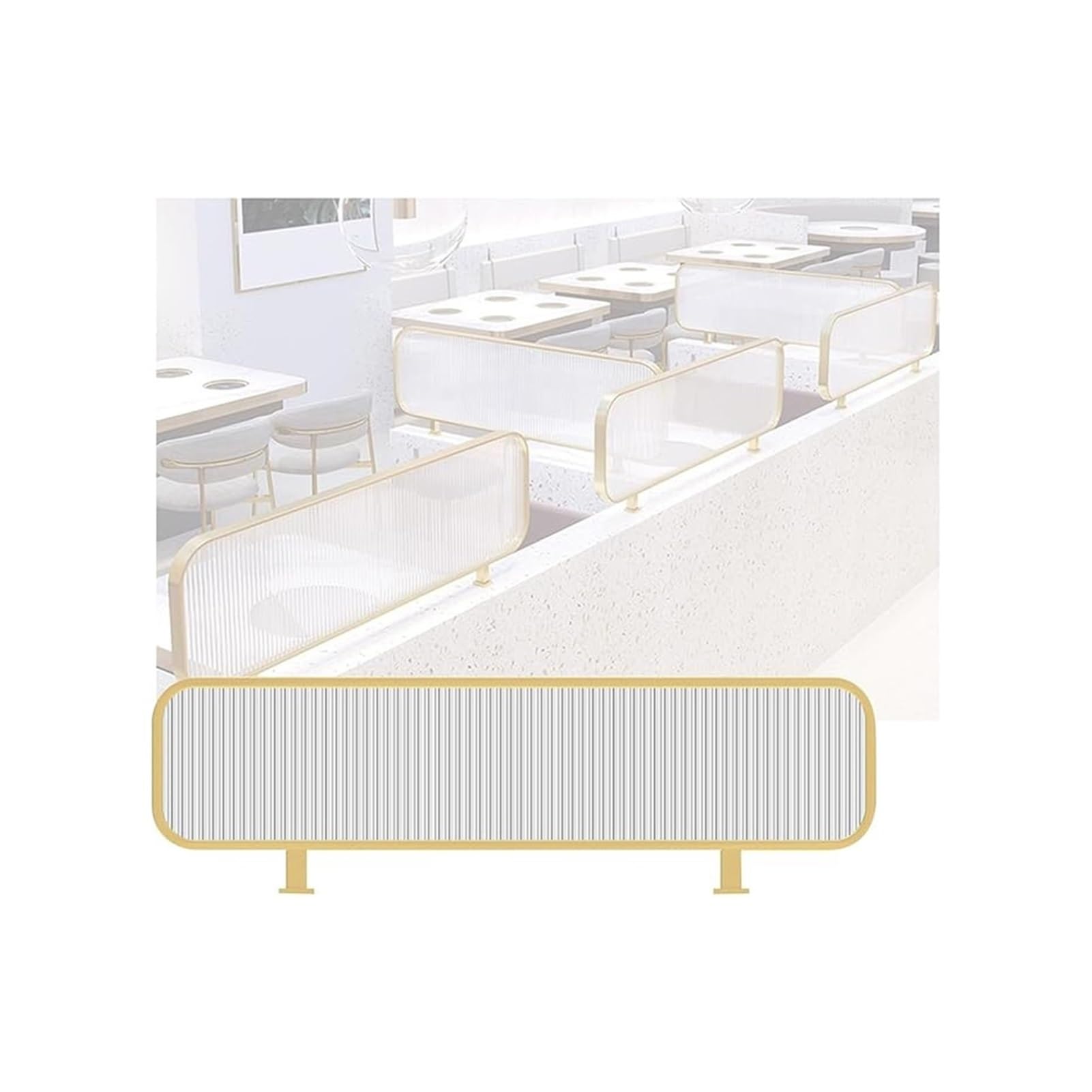 GJZQDKX Translucent Glass Table Divider with Striped Matte Design Stylish Gold 30x100cm Perfect for Dining Areas and Countertops
