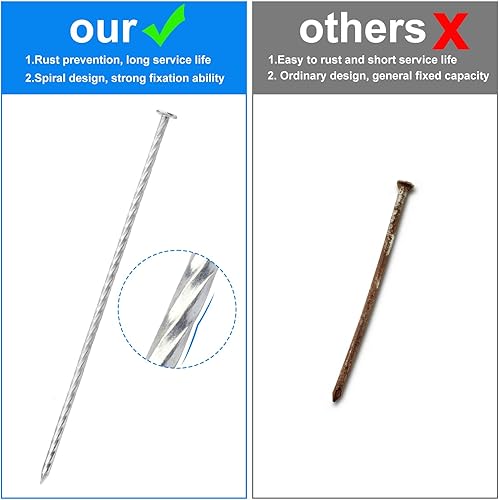 Miniatura 4 de Estacas de jardín de metal galvanizado en espiral, estacas de jardín de metal galvanizado no óxido, clavos de jardín para césped artificial, barrera