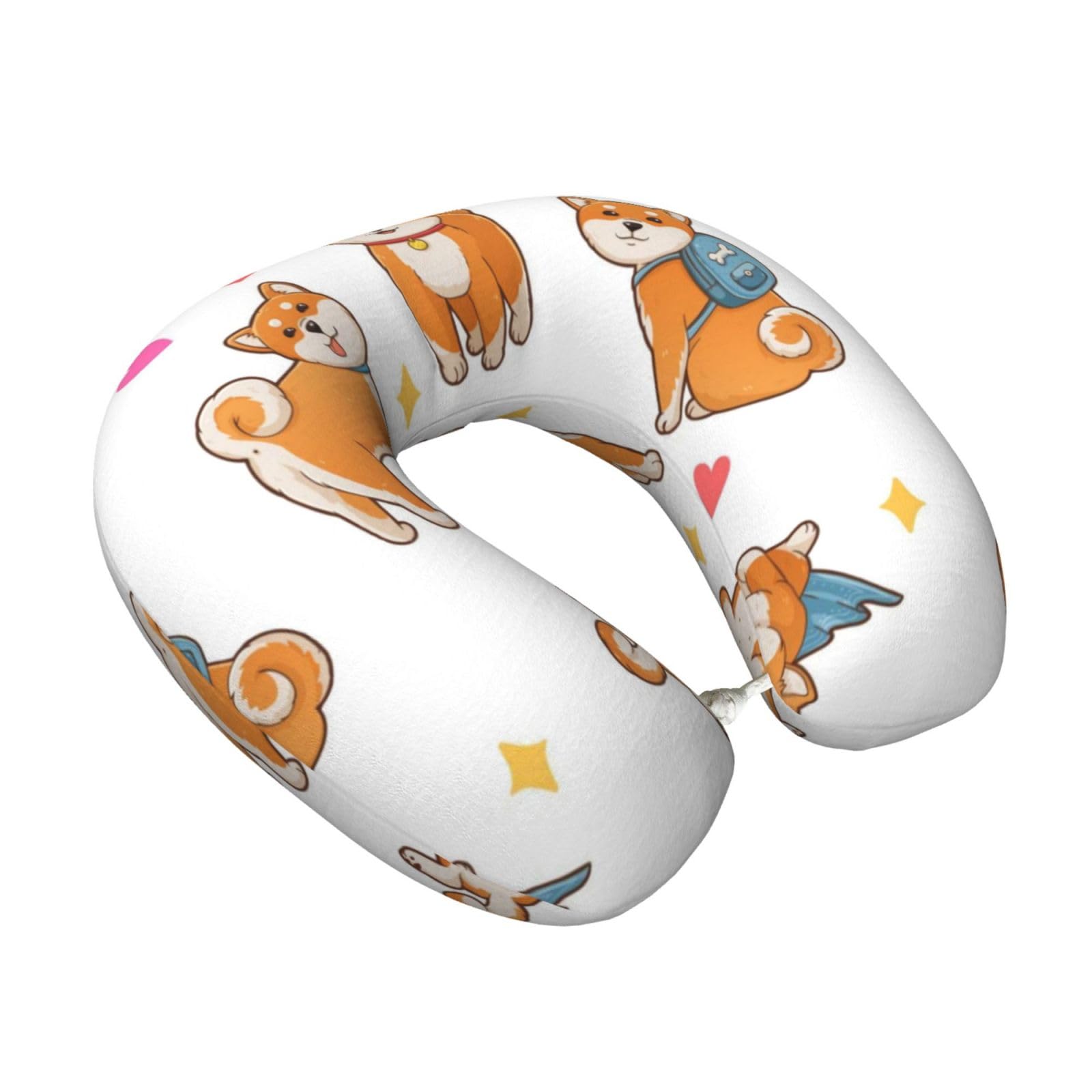 LKYMOH Cute Funny Shiba Inu, Travel Neck Pillow U-Shaped Memory Neck Support Soft Comfortable With Washable Cover For Airplane Car Traveling and Office