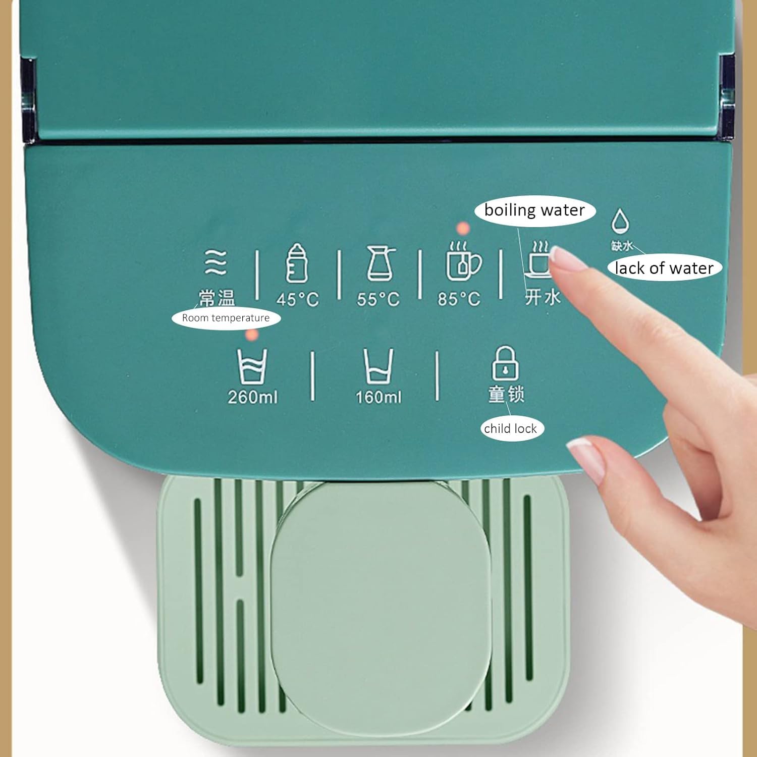 Elektryczny dystrybutor zimnej/gorącej wody, mały stacjonarny dystrybutor wody, 5-biegowa regulacja temperatury przez 3 sekundy nagrzewania, 2,8 l,Biały