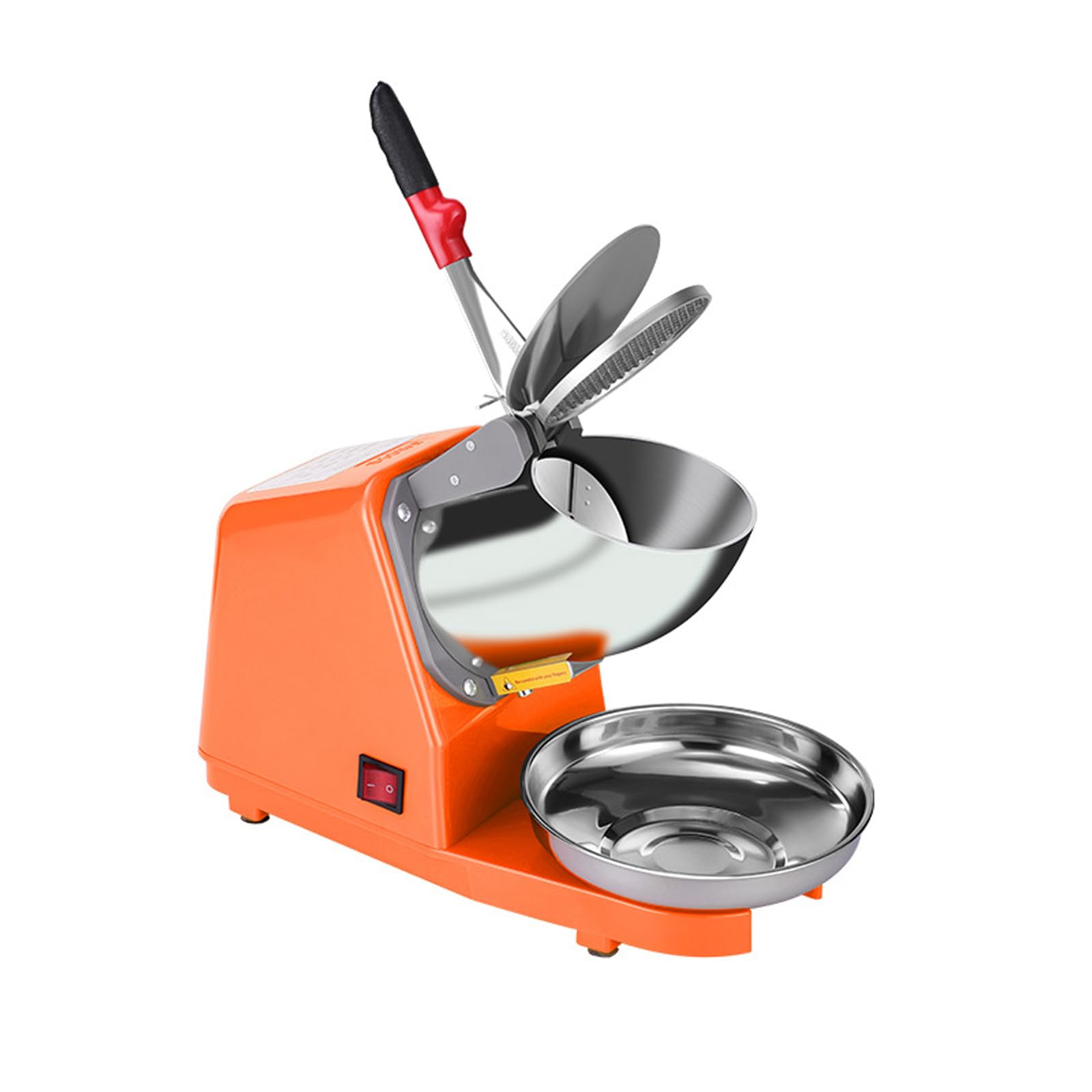 ZHJOPP Ice Shaver Machine, Electric Dual Blades 300W, 2200 RPM, Stainless Steel Ice Crusher, Snow Cone Maker for Home or Commercial Use (Orange)