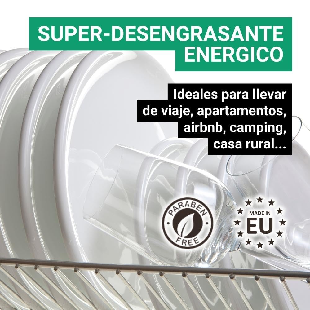 GPQ - Lavavajillas Monodosis Líquido 15ml. | 250 Und. | Amenities Detergente Manual Vajilla | Quitagrasa/Desengrasante | Sin Parabenos | B&B, Casa Rural, Camping, Apartamento... | Fabricado en España