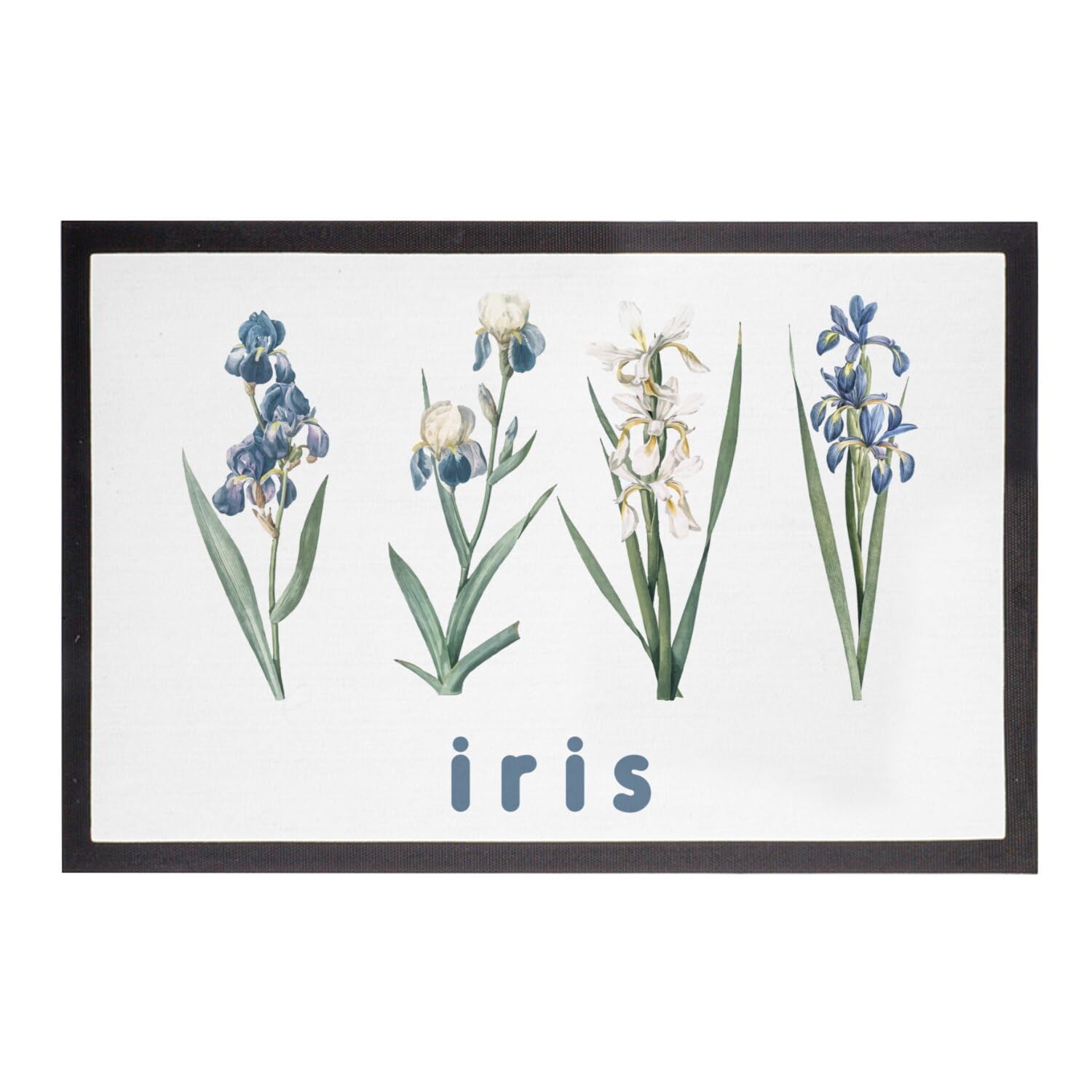 Paillasson blanc Iris Fleurs 60x40cm tapis d'entrée chic