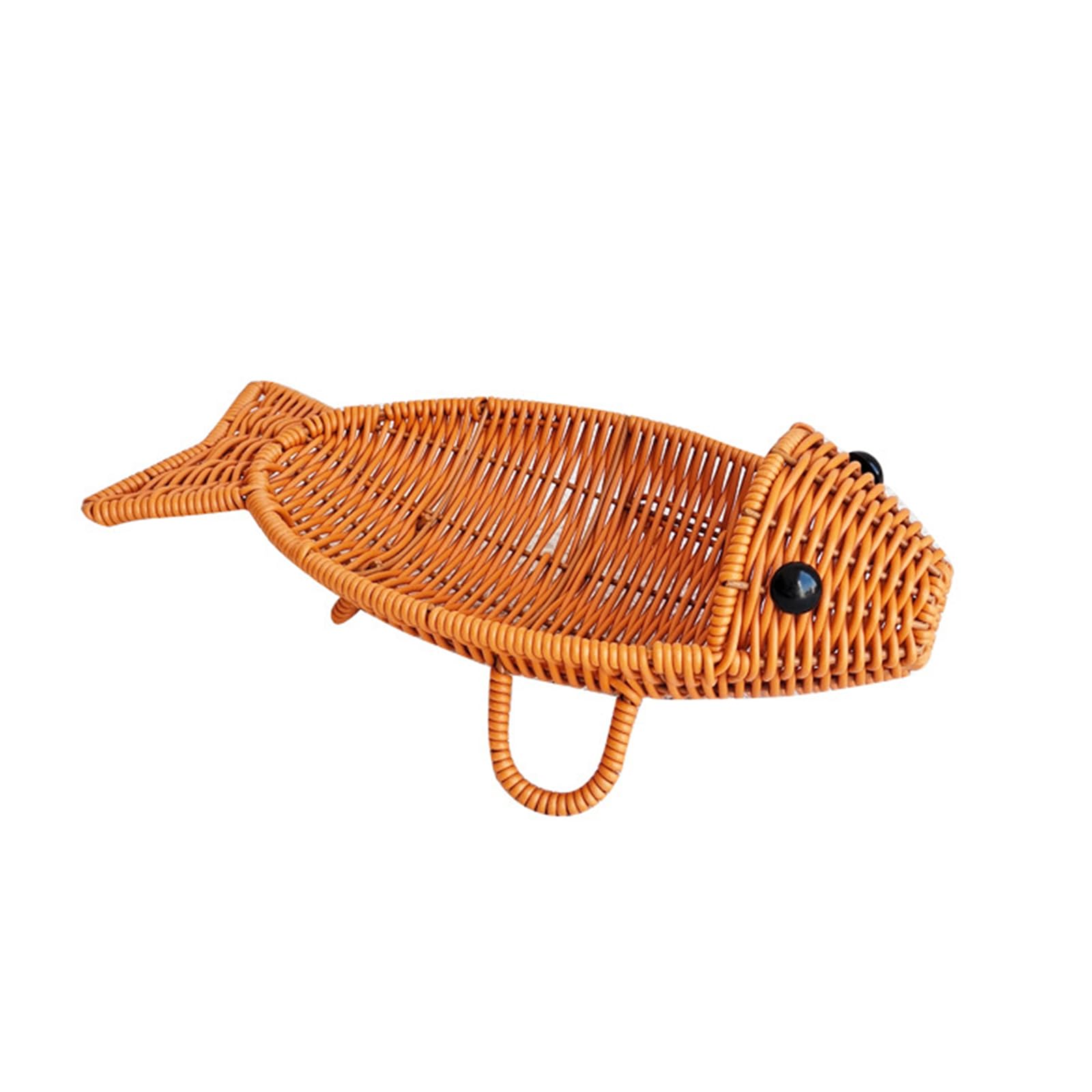MICFENY Elegant Fish Shape Imitation Rattan Bread Basket Display Holders for Fruits Vegetables and Snacks Storage Tray