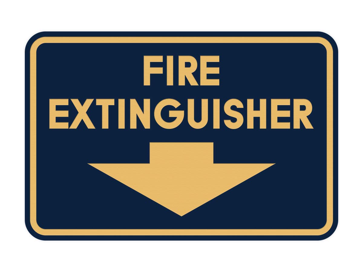 Signs ByLITA Classic Framed Fire Extinguisher (Navy Blue/Gold) - Medium