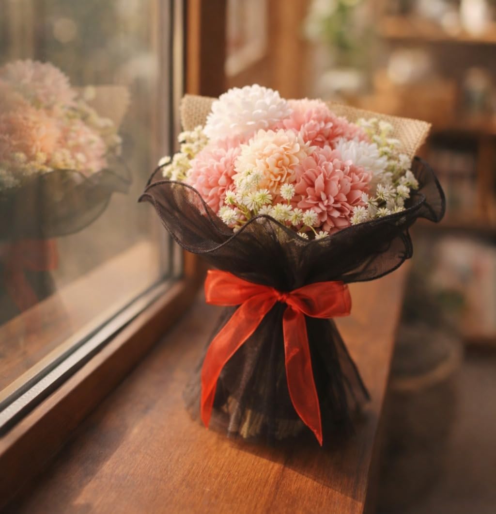 SATYAM KRAFT 1 Pcs Artificial Flower Bouquet | Perfect Valentine Gift for Him Her Girlfriend Boyfriend Wife Husband | Romantic Decor for Anniversary, Wedding, Birthday (Ball Flower Bouquet)-image-30