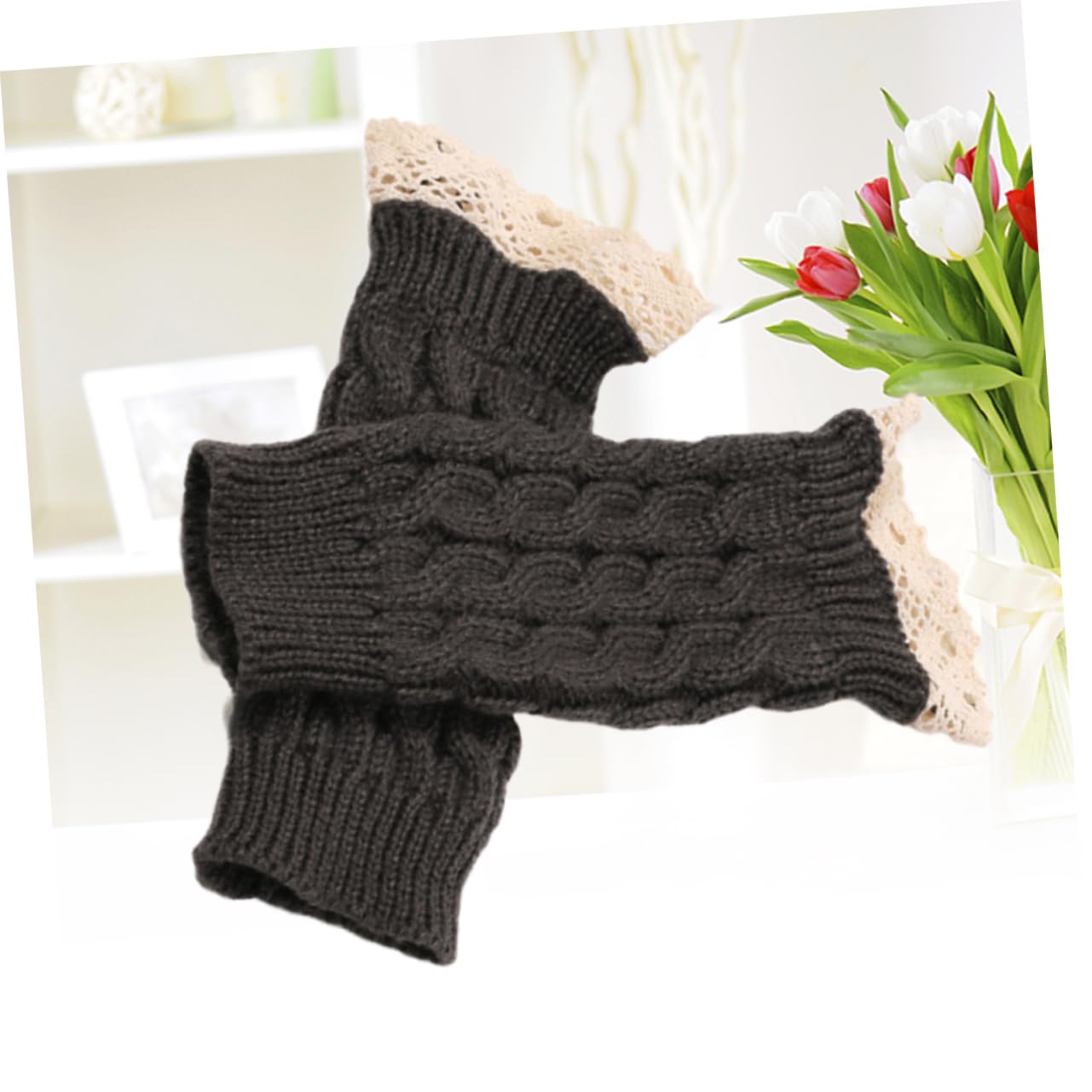 WOFASHPURET Fingerless Gloves Women's Winter Warm Knitted Long Gloves Comfortable Arm Warmers Thumb Hole