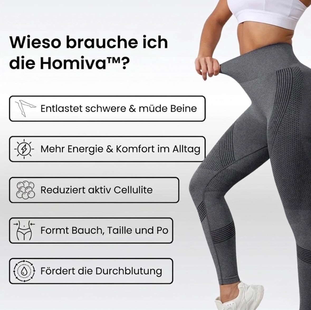 Homiva 3D Anti-Cellulite Kompressionsleggings, Packung mit 4, S M L