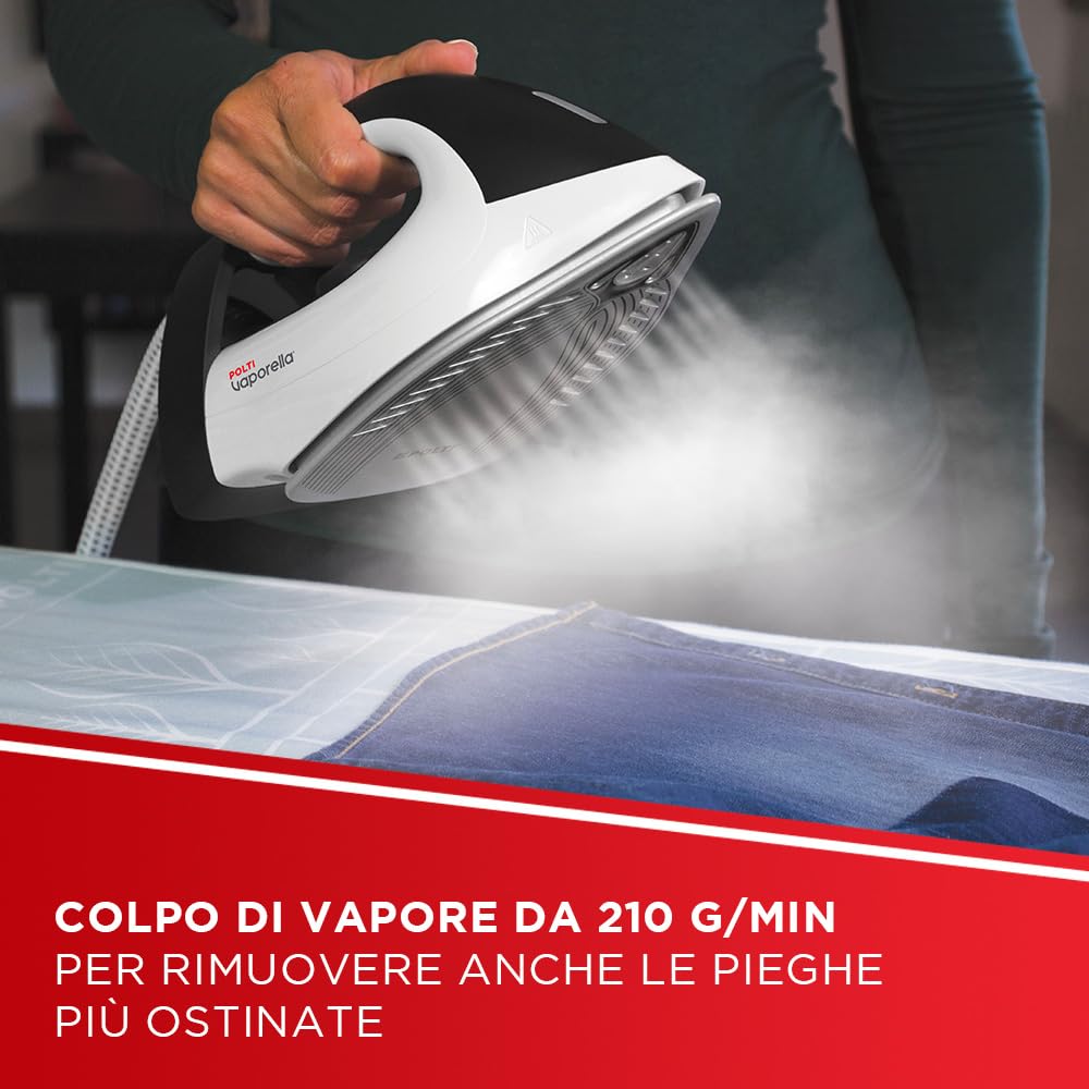 Polti Vaporella Simply VS20.20, Ferro da Stiro Generatore di Vapore, Serbatoio Estraibile 1,5 L, Pressione Pompa 6,5 Bar, Potenza 2200 W, Funzione ECO, Bianco e Nero