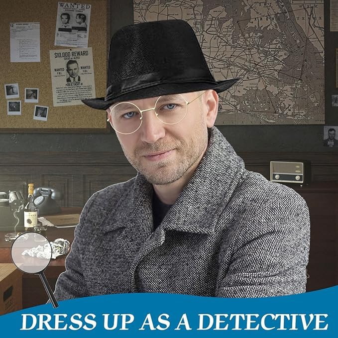 Dazzroi 5 Pcs Black Detective Costume Accessories Set - Image 4
